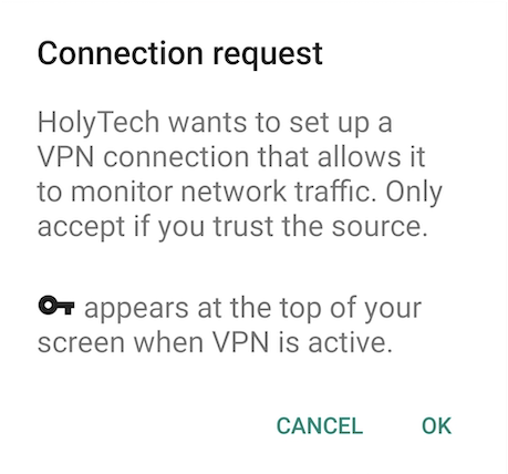 HolyTech Android VPN Authorization